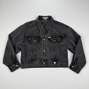Georges Marciano for Guess Denim Jacket Washed Black Cropped Boxy 80s USA M